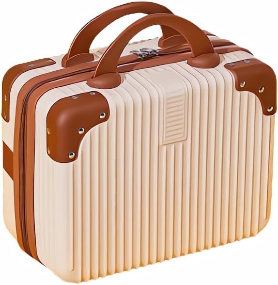 MAYCREATE® 14 inch Hard Shell Makeup Train Case Portable PC ABS Mini Suitcase for Organizer Cosmetics Makeup Brushes Toiletry Beige MAYCREATE® 14 inch Hard Shell Makeup Train Case Portable PC ABS Mini Suitcase for Organizer Cosmetics Makeup Brushes Toiletry Beige